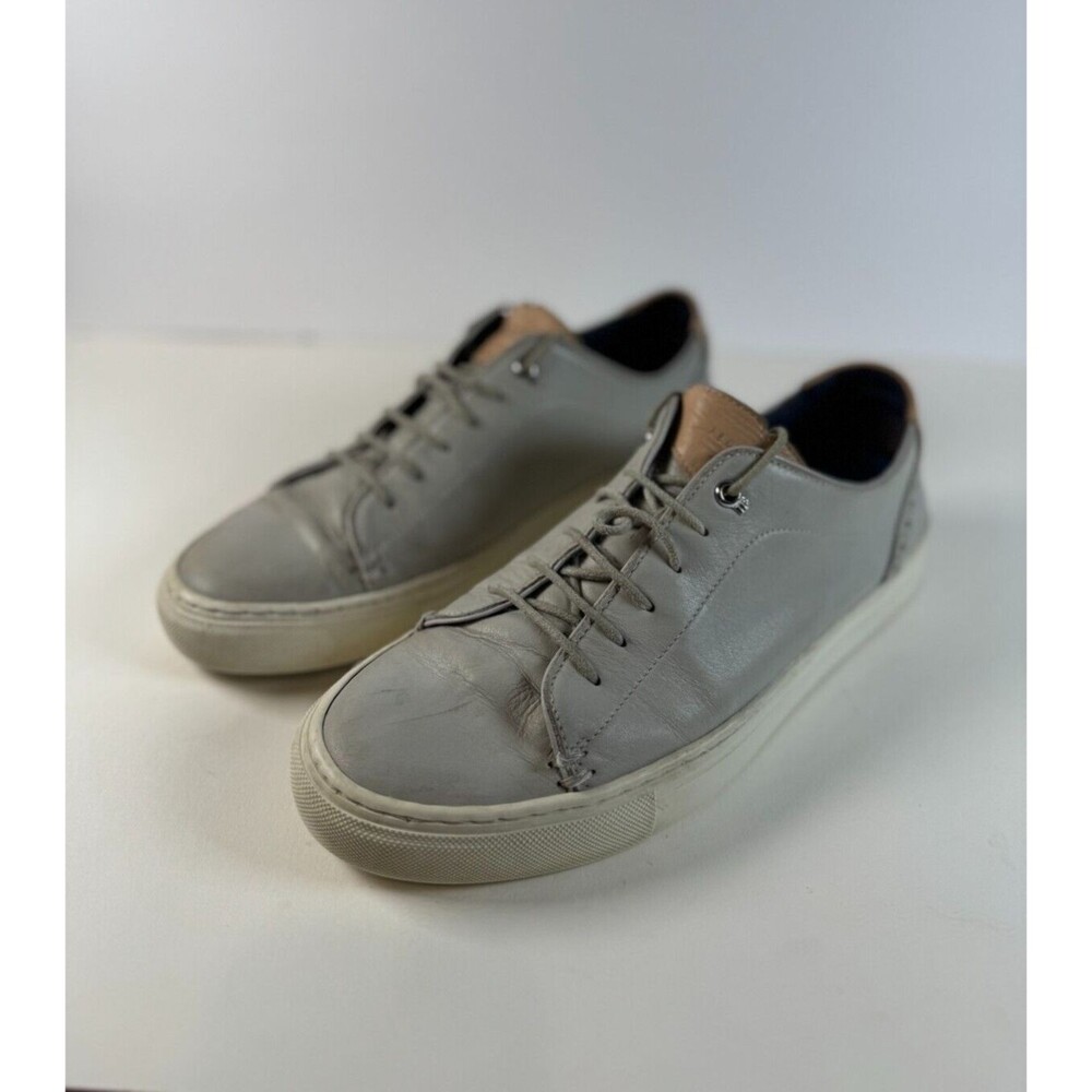 Ted Baker Mens Shoes Gray Leather Athletic Lace Up Sneakers Low Top Casual US 10